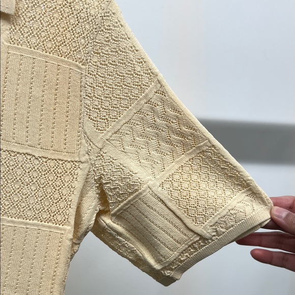 NWT Sandro Cream Pointelle Button-Up Shirt - Picture 7 of 8